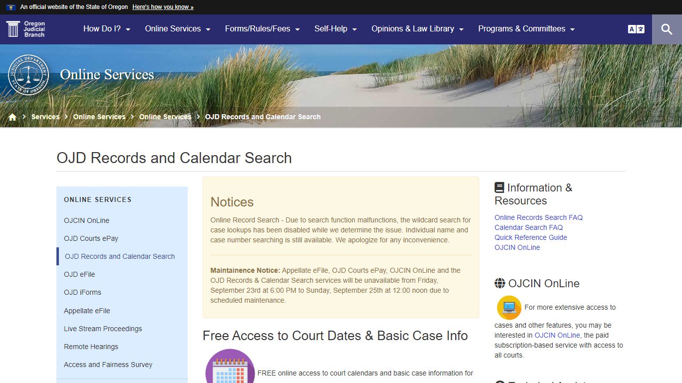 Oregon Judicial Department : OJD Records and Calendar Search : Online ...